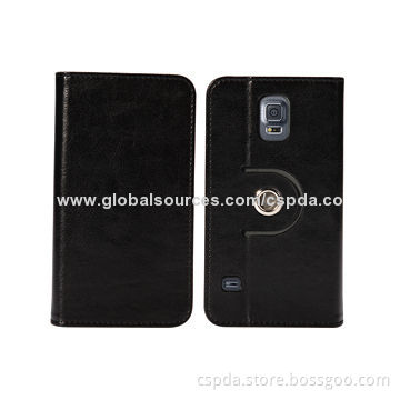 360 Degrees Rotation Back Standing Leather Cases for Samsung Galaxy S5, OEM and ODM Orders Available